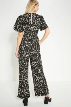 Fashion Oasis Printed Crepe Belted Jumpsuit Animal