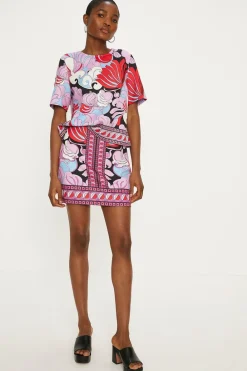 Fashion Oasis Printed Crepe Mini Skirt Multi
