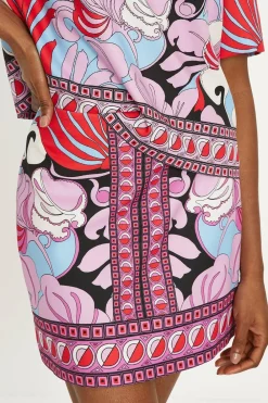 Fashion Oasis Printed Crepe Mini Skirt Multi