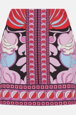 Fashion Oasis Printed Crepe Mini Skirt Multi