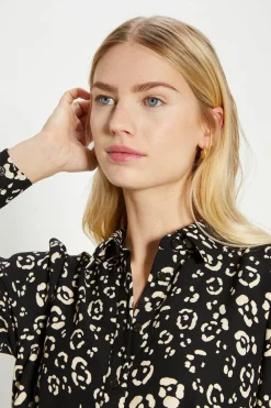Fashion Oasis Printed Crepe Shirt Dress Animal