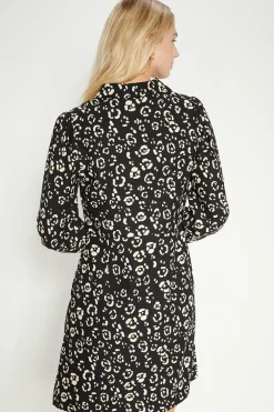Fashion Oasis Printed Crepe Shirt Dress Animal