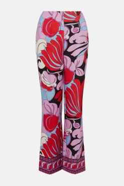Hot Oasis Printed Crepe Straight Leg Trouser Multi