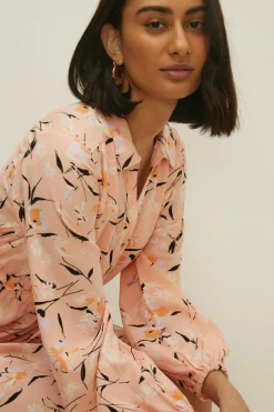 Best Oasis Printed Drawstring Shirt Dress White