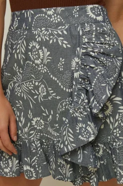 Discount Oasis Printed Ruffle Wrap Mini Skirt Floral