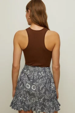 Discount Oasis Printed Ruffle Wrap Mini Skirt Floral
