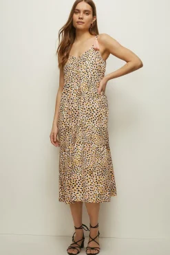 Sale Oasis Printed Tassel Detail Dress Orange