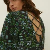 Sale Oasis Printed Tie Back Dress Green