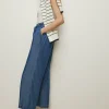 Sale Oasis Printed Wide Leg Trouser Mid Blue