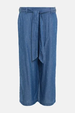 Sale Oasis Printed Wide Leg Trouser Mid Blue