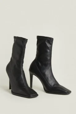 Hot Oasis Pu Ankle Sock Boot Black