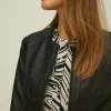 Outlet Oasis Pu Collarless Jacket Black