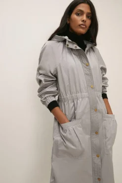 Clearance Oasis Pu Trim Parka Grey