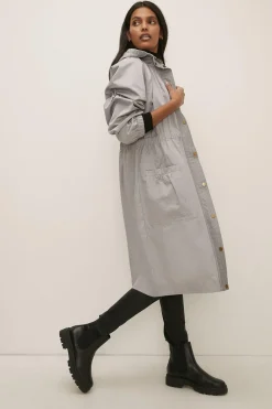 Clearance Oasis Pu Trim Parka Grey