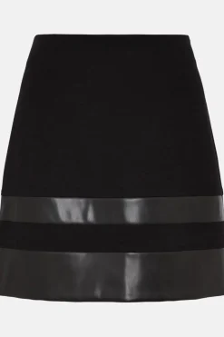 Clearance Oasis Pu Trim Ponte A Line Mini Skirt Burgundy