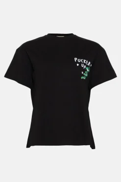 Clearance Oasis Pucker Up Mistletoe Christmas T-Shirt Black