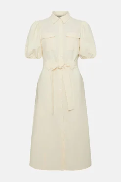 Best Oasis Puff Sleeve Shirt Dress Ecru