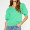 New Oasis 3/4 Puff Sleeve V Neck Jumper Green