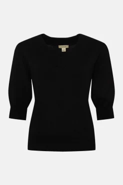 Best Oasis 3/4 Puff Sleeve V Neck Jumper Black