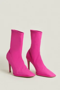 New Oasis Pull On Ankle Sock Boot Pink
