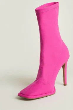 New Oasis Pull On Ankle Sock Boot Pink
