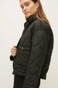 Online Oasis Quilted Cropped Padded Coat Black