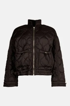Online Oasis Quilted Cropped Padded Coat Black