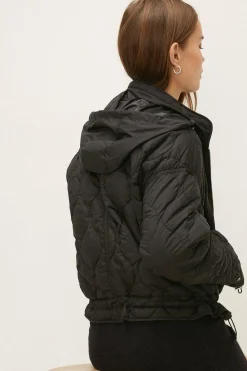 Online Oasis Quilted Cropped Padded Coat Black