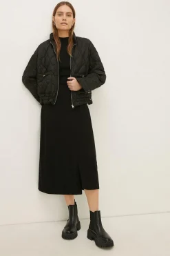 Online Oasis Quilted Cropped Padded Coat Black