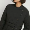 Discount Oasis Quilted Longline Belted Coat Black