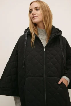 Clearance Oasis Quilted Poncho Black