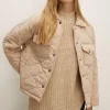 Hot Oasis Quilted Popper Jacket Beige