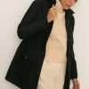 New Oasis Quilted Winter Midi Parka Black