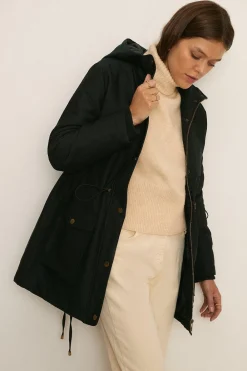 New Oasis Quilted Winter Midi Parka Black