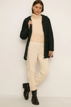 New Oasis Quilted Winter Midi Parka Black