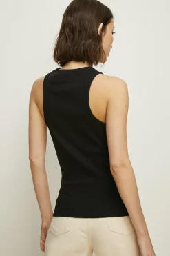 New Oasis Racer Rib Vest Top Black