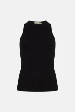 New Oasis Racer Rib Vest Top Black