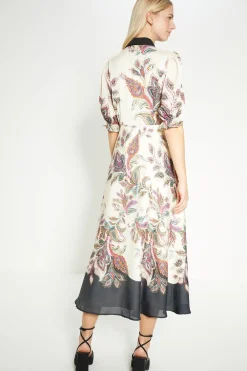 Clearance Oasis Rachel Stevens Dobby Satin Paisley Printed Shirt Dress Multi