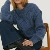 Clearance Oasis Rachel Stevens Honeycomb Stitch Tuck Shoulder Jumper Navy