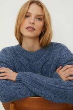 Clearance Oasis Rachel Stevens Honeycomb Stitch Tuck Shoulder Jumper Navy