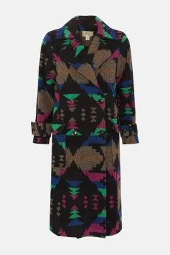 Best Oasis Rachel Stevens Italian Wool Mix Aztec Longline Coat Mono