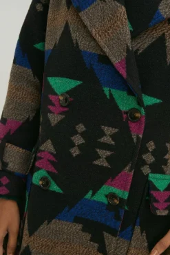Best Oasis Rachel Stevens Italian Wool Mix Aztec Longline Coat Mono