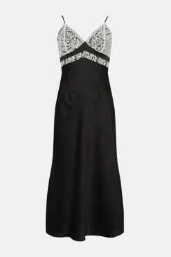 Clearance Oasis Rachel Stevens Lace Detail Satin Slip Dress Mono
