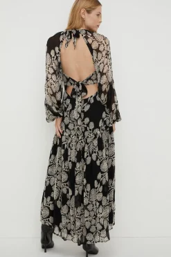 New Oasis Rachel Stevens Leaf Tie Back Midi Dress Mono