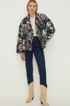 New Oasis Rachel Stevens Oversized Wrap Padded Coat Black