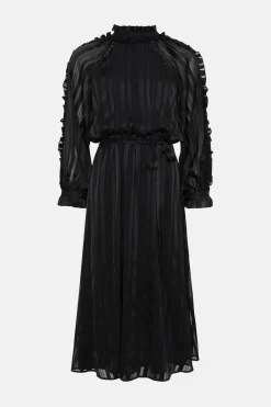 Fashion Oasis Rachel Stevens Petite Satin Blouson Midi Dress Black