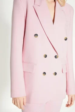 Outlet Oasis Rachel Stevens Petite Stretch Crepe Double Breasted Blazer Pink