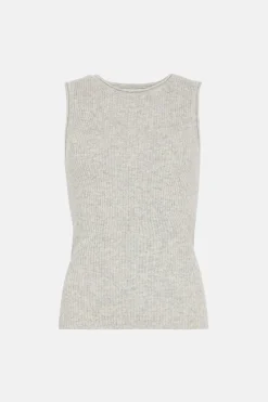 Online Oasis Rachel Stevens Premium Merino Wool Knitted Rib Vest Grey