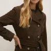Best Oasis Rachel Stevens Premium Suede Trench Coat Mocha