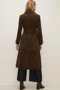 Best Oasis Rachel Stevens Premium Suede Trench Coat Mocha